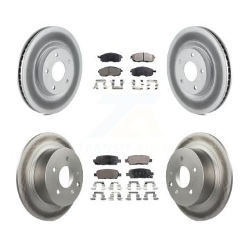 Front Rear Coated Disc Brake Rotors And Ceramic Pads Kit For 2007-2012 Nissan Sentra SE-R KGT-101103