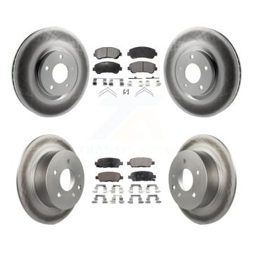 Front Rear Coat Disc Brake Rotors Ceramic Pad Kit For 2007-2012 Nissan Sentra SE-R Spec V KGT-101104