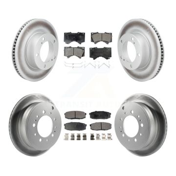Front Rear Coated Disc Brake Rotors & Ceramic Pad Kit For Lexus LX570 Toyota Land Cruiser KGT-101129