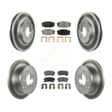 Front Rear Coated Disc Brake Rotors And Ceramic Pads Kit For Kia Forte Koup Forte5 KGT-101149