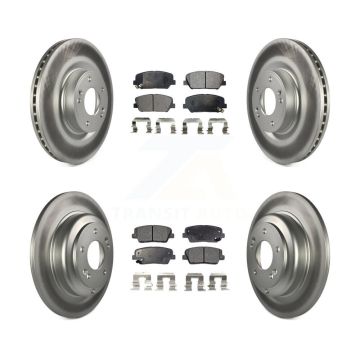 Front Rear Coated Disc Brake Rotors And Ceramic Pads Kit For Hyundai Genesis Coupe KGT-101153