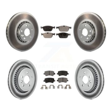 Front Rear Coated Disc Brake Rotors And Ceramic Pads Kit For 2010-2015 Volvo XC60 KGT-101154