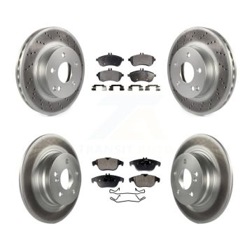 Front Rear Coated Disc Brake Rotors And Ceramic Pads Kit For Mercedes-Benz C250 C230 KGT-101161