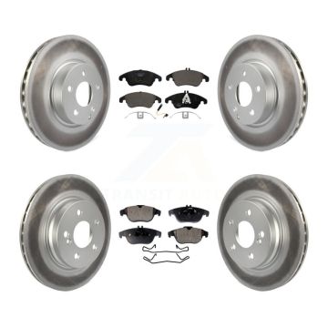 Front Rear Coated Disc Brake Rotors And Ceramic Pads Kit For Mercedes-Benz C300 C350 E350 KGT-101166