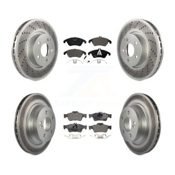 Front Rear Coated Disc Brake Rotors And Ceramic Pads Kit For Mercedes-Benz E350 E400 KGT-101167