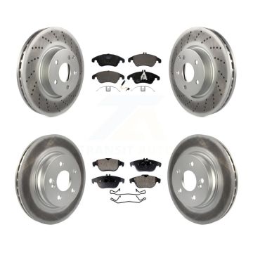 Front Rear Coated Disc Brake Rotors And Ceramic Pads Kit For Mercedes-Benz C300 C350 E350 KGT-101168