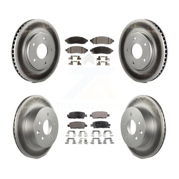 Front Rear Coated Disc Brake Rotors And Ceramic Pads Kit For Nissan LEAF KGT-101173