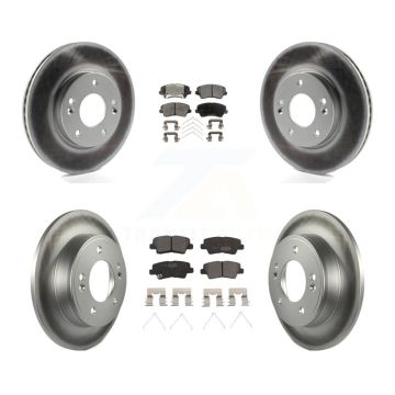 Front Rear Coated Disc Brake Rotors And Ceramic Pads Kit For Hyundai Veloster Elantra GT KGT-101179