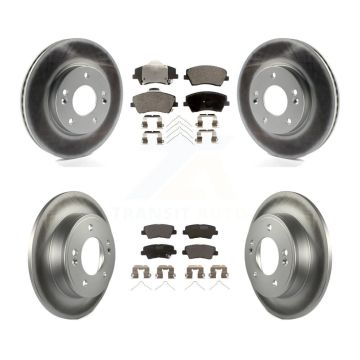 Front Rear Coated Disc Brake Rotor And Ceramic Pad Kit For 2017-2020 Hyundai Elantra 2.0L KGT-101180