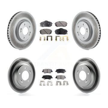 Front Rear Coated Disc Brake Rotors And Ceramic Pads Kit For Hyundai Sonata Kia Cadenza KGT-101184