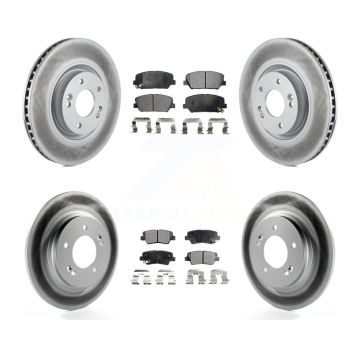 Front Rear Coated Brake Rotors Ceramic Pad Kit For Kia Optima With Electric Parking KGT-101186