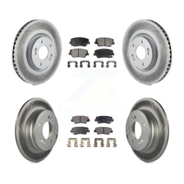 Front Rear Coated Disc Brake Rotors And Ceramic Pads Kit For Hyundai Azera KGT-101187