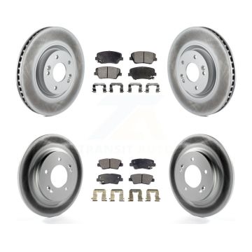 Front Rear Coated Disc Brake Rotors & Ceramic Pad Kit For 2016-2017 Hyundai Azera Limited KGT-101188