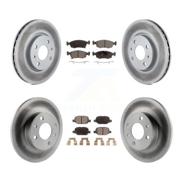 Front Rear Coated Disc Brake Rotors And Ceramic Pads Kit For Fiat 500 KGT-101201