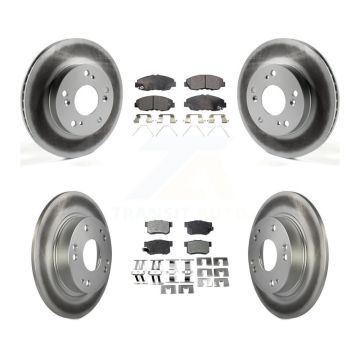 Front Rear Coated Disc Brake Rotors And Ceramic Pads Kit For Honda Civic KGT-101202