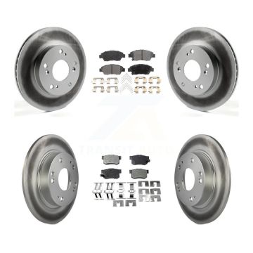 Front Rear Coated Disc Brake Rotors And Ceramic Pads Kit For 2013-2015 Acura ILX 1.5L KGT-101203