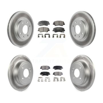 Front Rear Coated Disc Brake Rotors And Ceramic Pads Kit For Hyundai Accent Kia Rio KGT-101205