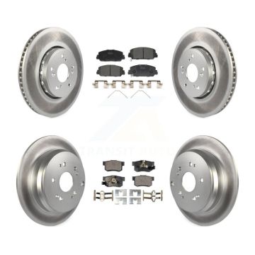 Front Rear Coated Disc Brake Rotors And Ceramic Pads Kit For 2013-2018 Acura RDX KGT-101214