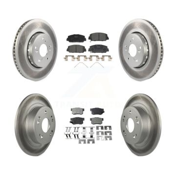 Front Rear Coated Disc Brake Rotors And Ceramic Pads Kit For 2016 Acura ILX KGT-101215