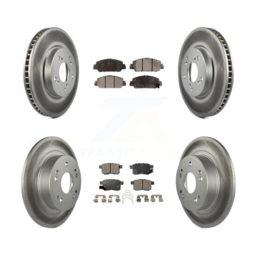Front Rear Coated Disc Brake Rotors And Ceramic Pads Kit For Honda Accord KGT-101216