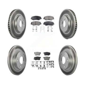 Front Rear Coated Disc Brake Rotors And Ceramic Pads Kit For Honda Civic KGT-101217