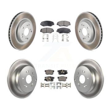 Front Rear Coated Disc Brake Rotors And Ceramic Pads Kit For 2012-2016 Honda CR-V FWD KGT-101219