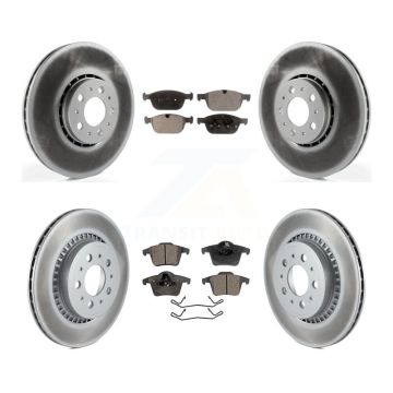Front Rear Coated Disc Brake Rotors And Ceramic Pads Kit For Volvo XC90 KGT-101220