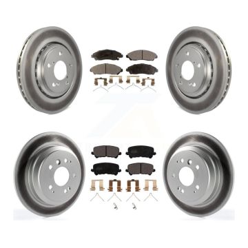 Front Rear Coated Disc Brake Rotors And Ceramic Pads Kit For Honda Pilot Ridgeline KGT-101222