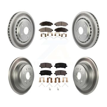 Front Rear Coated Disc Brake Rotors And Ceramic Pads Kit For 2014-2016 Acura MDX KGT-101227