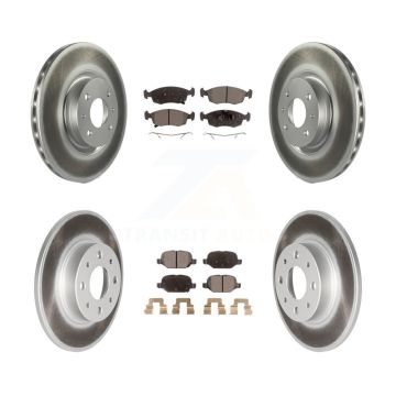 Front Rear Coated Disc Brake Rotors And Ceramic Pads Kit For Fiat 500 KGT-101239