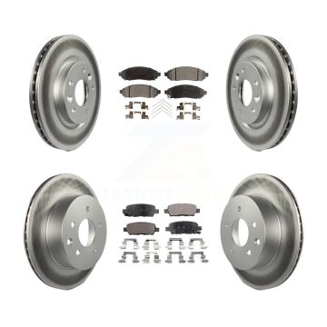 Front Rear Coated Disc Brake Rotors And Ceramic Pads Kit For Nissan LEAF KGT-101240
