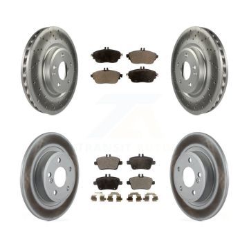 Front Rear Coated Disc Brake Rotors And Ceramic Pads Kit For Mercedes-Benz B250 CLA250 KGT-101244