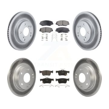 Front Rear Coated Disc Brake Rotors And Ceramic Pads Kit For Honda Civic KGT-101255