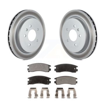 Rear Coated Brake Rotors Ceramic Pad Kit For 2003-2004 Cadillac Seville With Vented Rotor KGT-101296