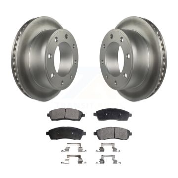 Rear Coated Disc Brake Rotors & Ceramic Pad Kit For Ford F-350 Super Duty F-250 Excursion KGT-101343