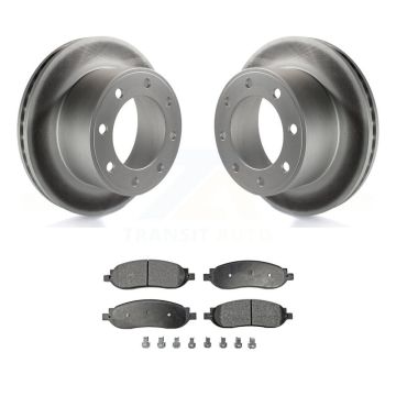 Rear Coated Disc Brake Rotors & Ceramic Pad Kit For 2005-2007 Ford F-350 Super Duty F-250 KGT-101365