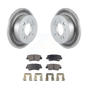 Rear Coated Disc Brake Rotor Ceramic Pad Kit For 2010 Hyundai Elantra Sedan From 03 23 10 KGT-101554