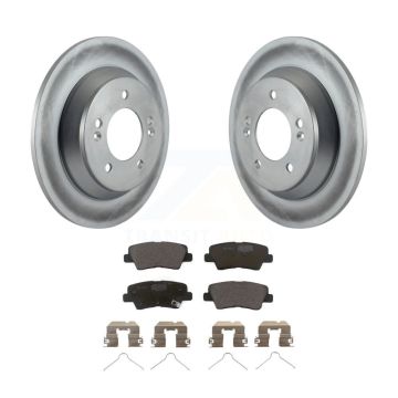 Rear Coated Brake Rotor Ceramic Pad Kit For 2014-2017 Kia Rondo With Manual Parking KGT-101679