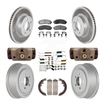 Front Rear Coated Disc Brake Rotor Ceramic Pad Drum Kit (9Pc) For Ford Ranger Mazda B4000 KGT-101753