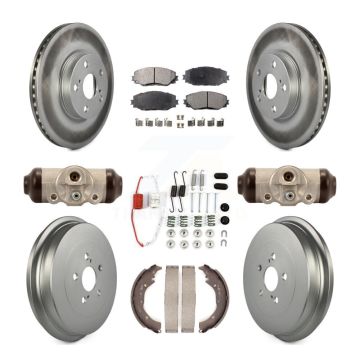 Front Rear Coat Disc Brake Rotors Ceramic Pad Drum Kit (9Pc) For 2009-2013 Toyota Corolla KGT-101759
