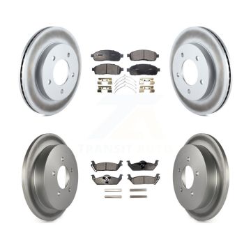 Front Rear Coated Disc Brake Rotors And Ceramic Pads Kit For 2004 Ford F-150 4WD KGT-101764