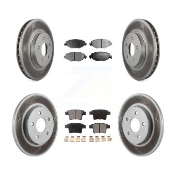 Front Rear Coated Disc Brake Rotors And Ceramic Pads Kit For 2006-2008 Jaguar X-Type KGT-101766