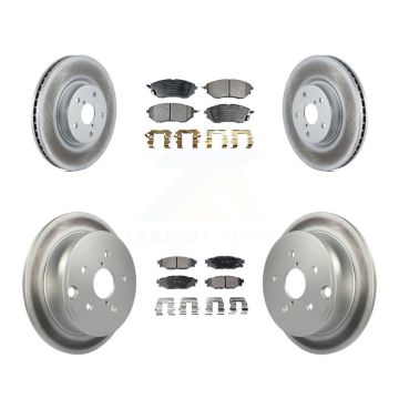 Front Rear Coated Disc Brake Rotors And Ceramic Pads Kit For Subaru WRX KGT-101767