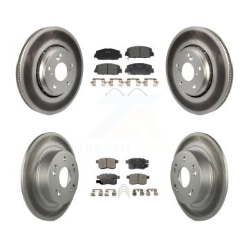 Front Rear Coated Disc Brake Rotors And Ceramic Pads Kit For Honda Accord KGT-101772
