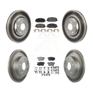 Front Rear Coated Disc Brake Rotors And Ceramic Pads Kit For 2017-2022 Acura ILX KGT-101773