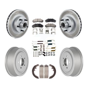 Front Rear Coat Disc Brake Rotors Hub Assembly Ceramic Pad Drum Kit (7Pc) For Ford Ranger KGT-101780