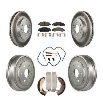 Front Rear Coated Brake Rotor Ceramic Pad Drum Kit (7Pc) For Chevrolet GMC Silverado 1500 KGT-101791
