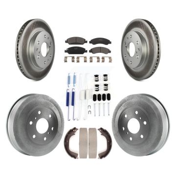 Front Rear Coat Disc Brake Rotor Ceramic Pad Drum Kit (7Pc) For GMC Sierra 1500 Chevrolet KGT-101792