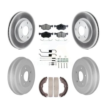 Front Rear Coat Disc Brake Rotor Ceramic Pad Drum Kit (7Pc) For Ford Escape Mazda Tribute KGT-101799