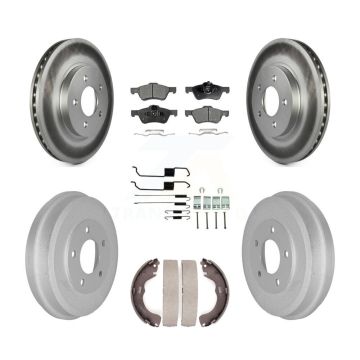 Front Rear Coated Brake Rotors Ceramic Pad Drum Kit (7Pc) For Ford Escape Mercury Mariner KGT-101801